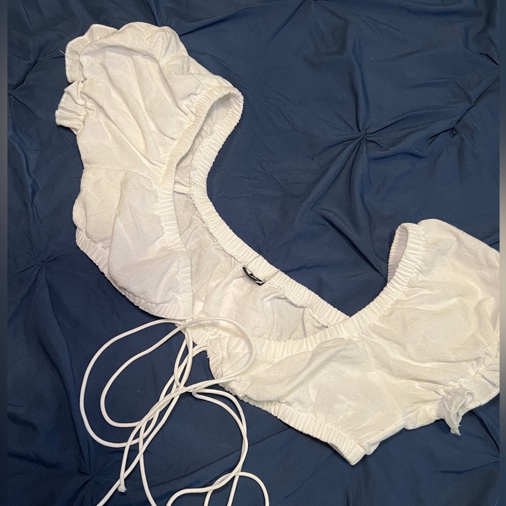White front tie crop top